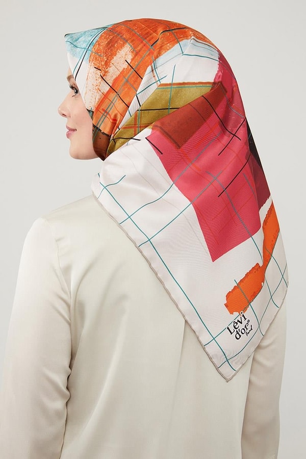 LevidorLevidor Vizon Geometrik Çizgili Twill Eşarp