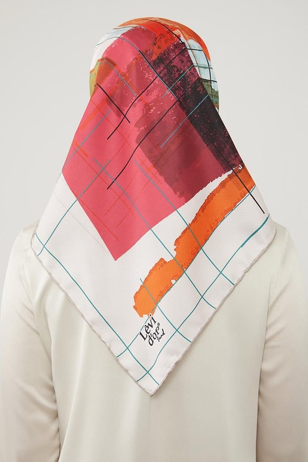 LevidorLevidor Vizon Geometrik Çizgili Twill Eşarp