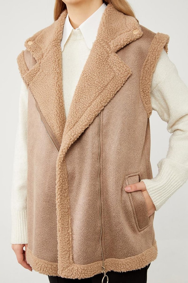 LevidorLevidor Vizon Peluş içli Deri Yelek