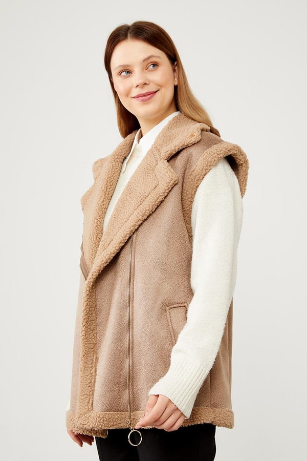 LevidorLevidor Vizon Peluş içli Deri Yelek