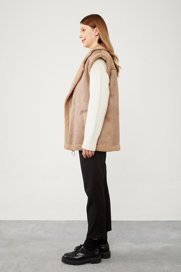 LevidorLevidor Vizon Peluş içli Deri Yelek