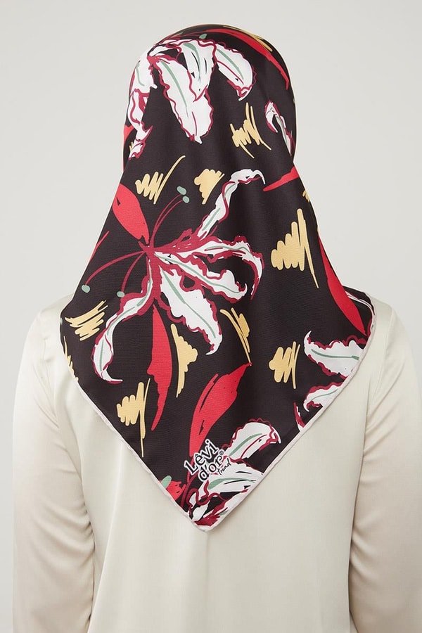 LevidorLevidor Vizon Yaprak Desen Twill Eşarp