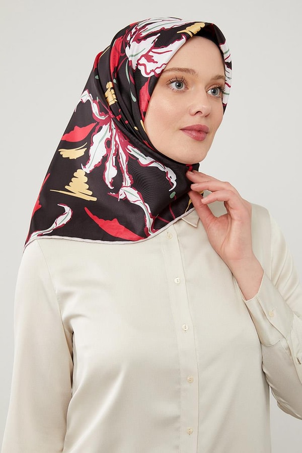 LevidorLevidor Vizon Yaprak Desen Twill Eşarp