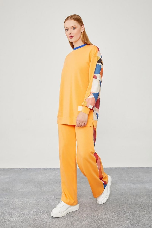 LevidorLevidor Yavruağzı Bisiklet Yaka Geometrik Desen Spor Takım