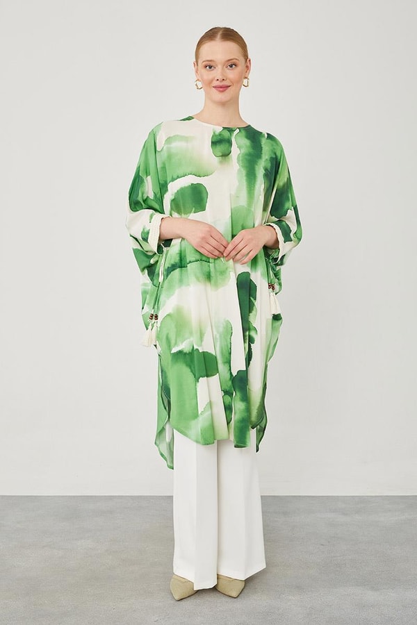 LevidorLevidor Yeşil Batik Desen Tunik