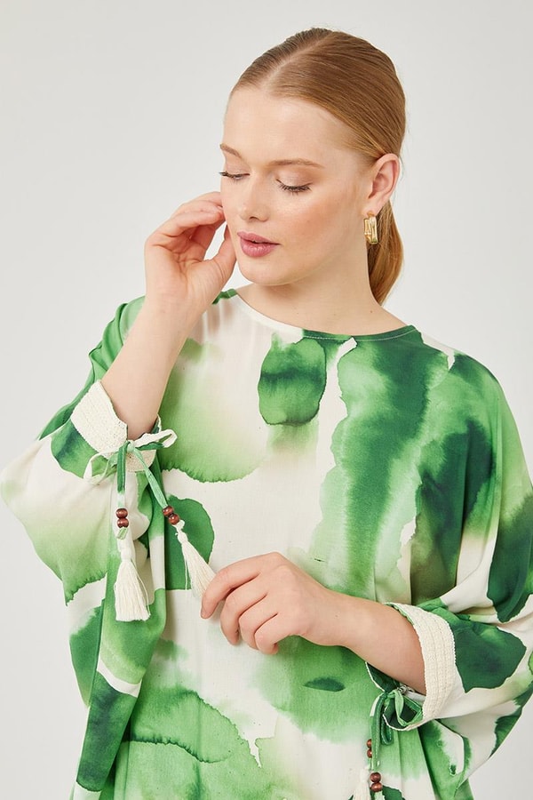 LevidorLevidor Yeşil Batik Desen Tunik
