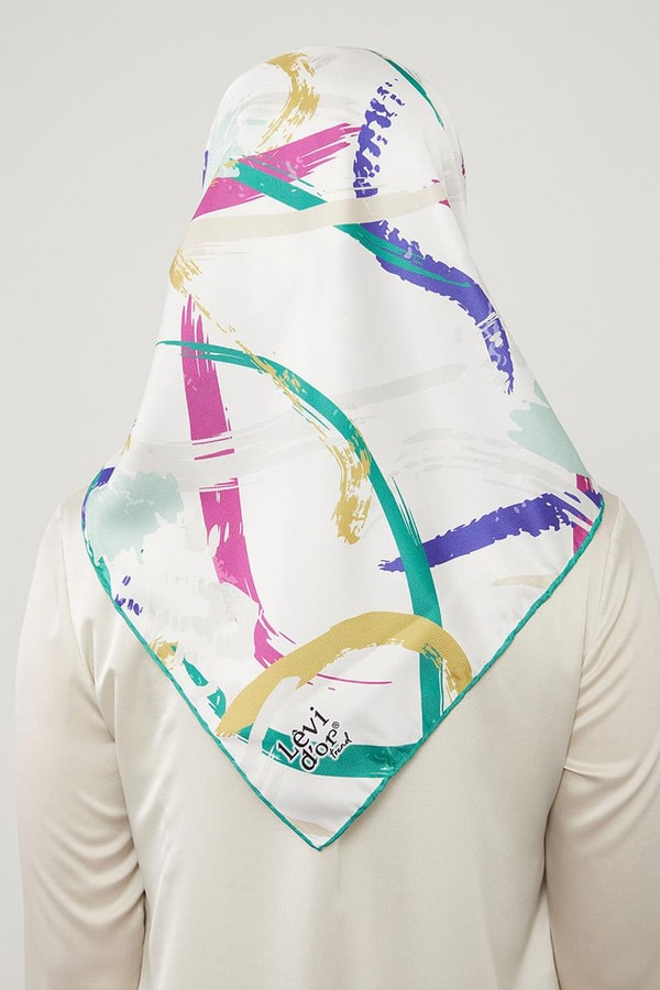 LevidorLevidor Yeşil Boya Desen Twill Eşarp