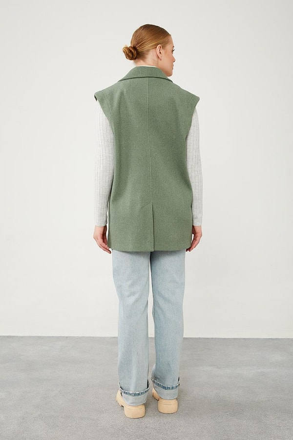 LevidorLevidor Yeşil Düğme Kapamalı Yelek