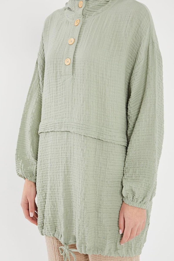 LevidorLevidor Yeşil Kapşonlu Muslin Spor Takım