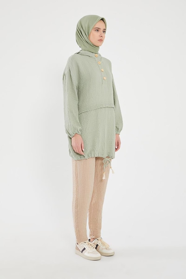 LevidorLevidor Yeşil Kapşonlu Muslin Spor Takım