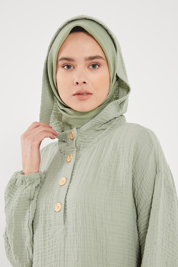 LevidorLevidor Yeşil Kapşonlu Muslin Spor Takım