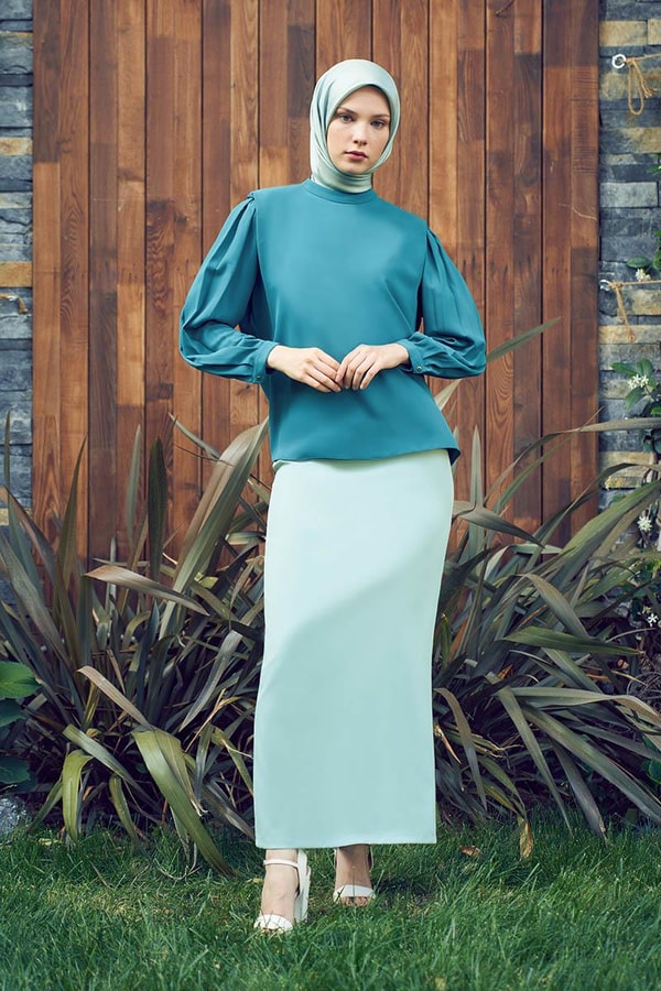 LevidorLevidor Yeşil Vatkalı kısa bluz