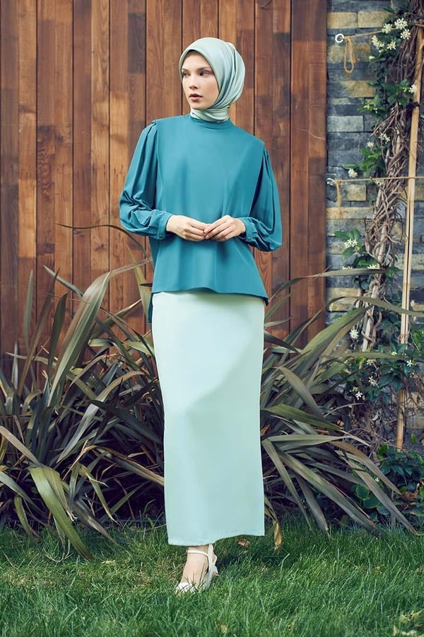 LevidorLevidor Yeşil Vatkalı kısa bluz