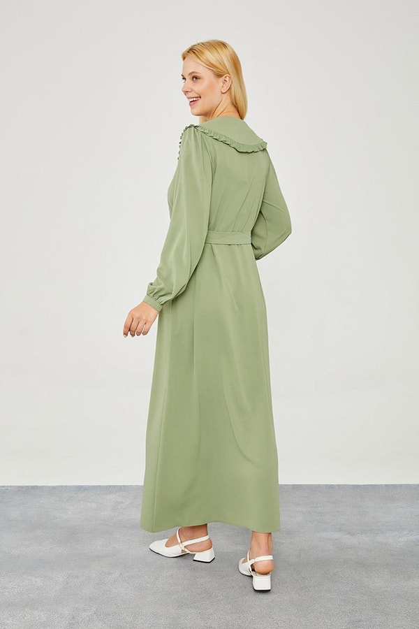 LevidorLevidor Yeşil Yakası Fırfır Detaylı Elbise