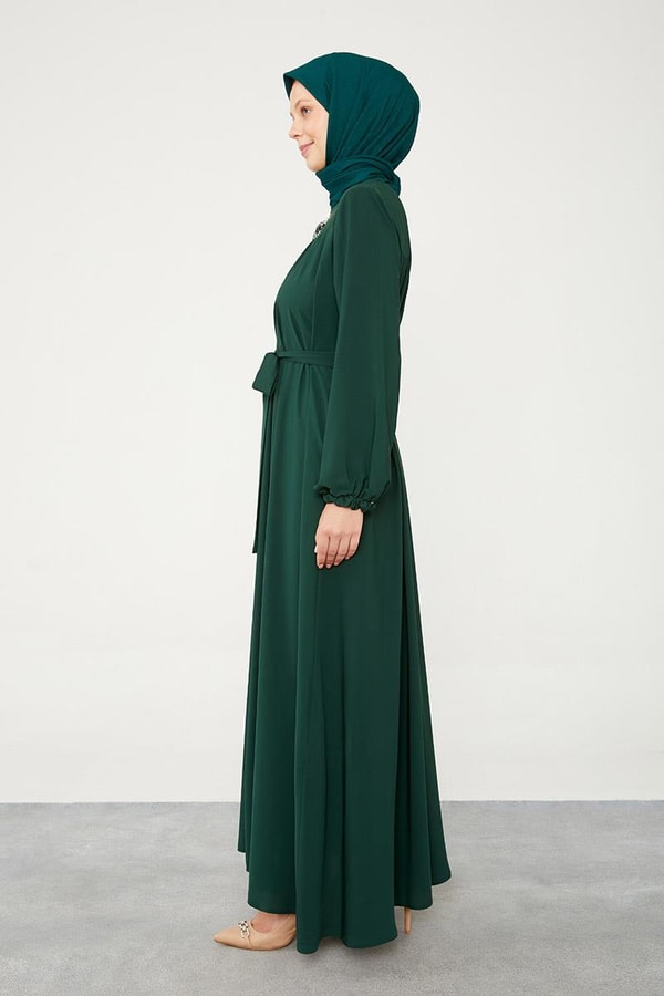 LevidorLevidor Zümrüt Yakası Büzgülü Ferace