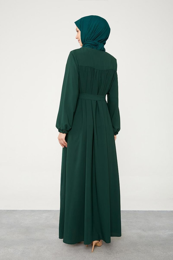 LevidorLevidor Zümrüt Yakası Büzgülü Ferace