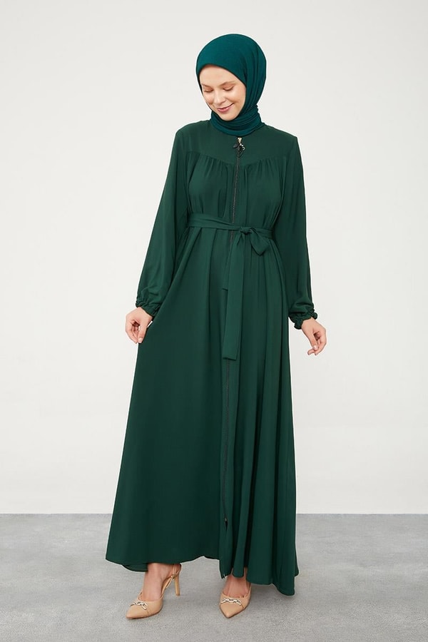 LevidorLevidor Zümrüt Yakası Büzgülü Ferace