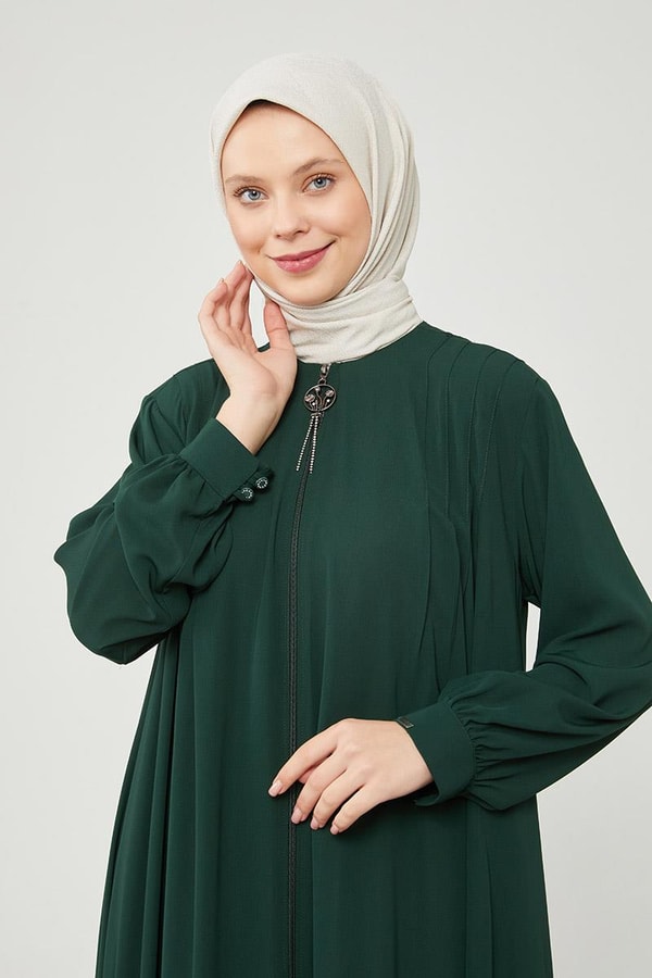 LevidorLevidor Zümrüt Yakası Düğme Detaylı Ferace