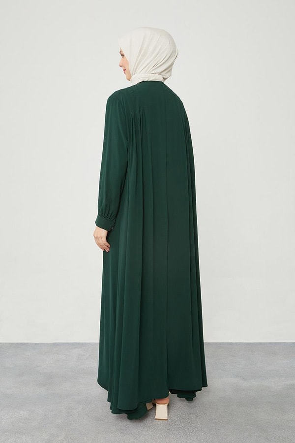 LevidorLevidor Zümrüt Yakası Düğme Detaylı Ferace