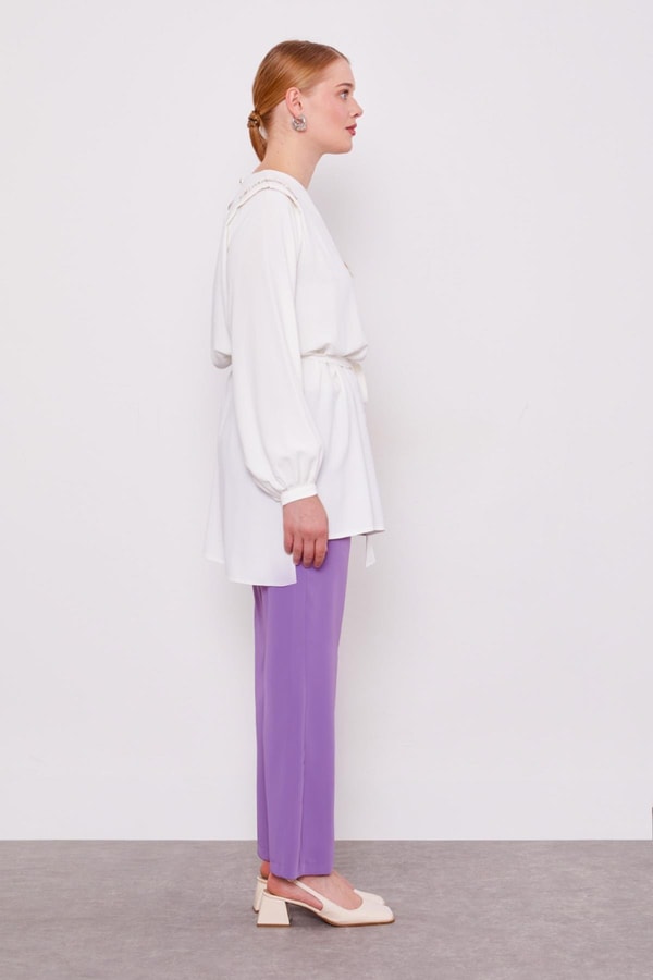 LevidorLila Beli Lastikli Spor Pantolon