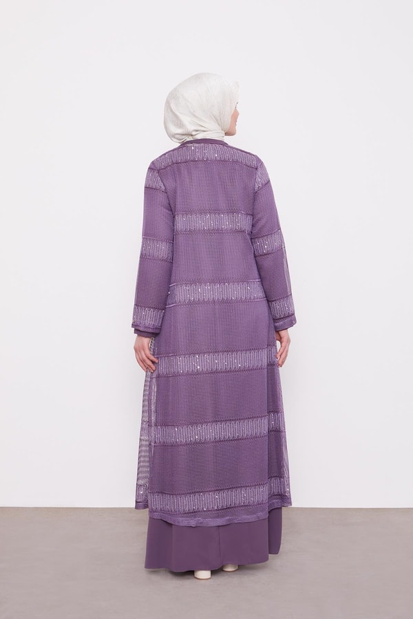 LevidorLila Dantel Elbiseli Ferace