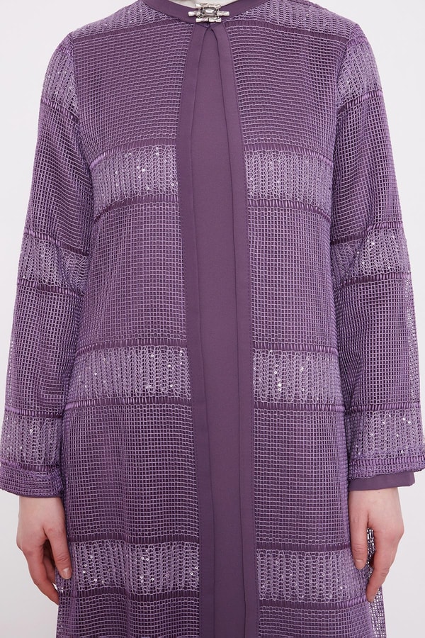 LevidorLila Dantel Elbiseli Ferace