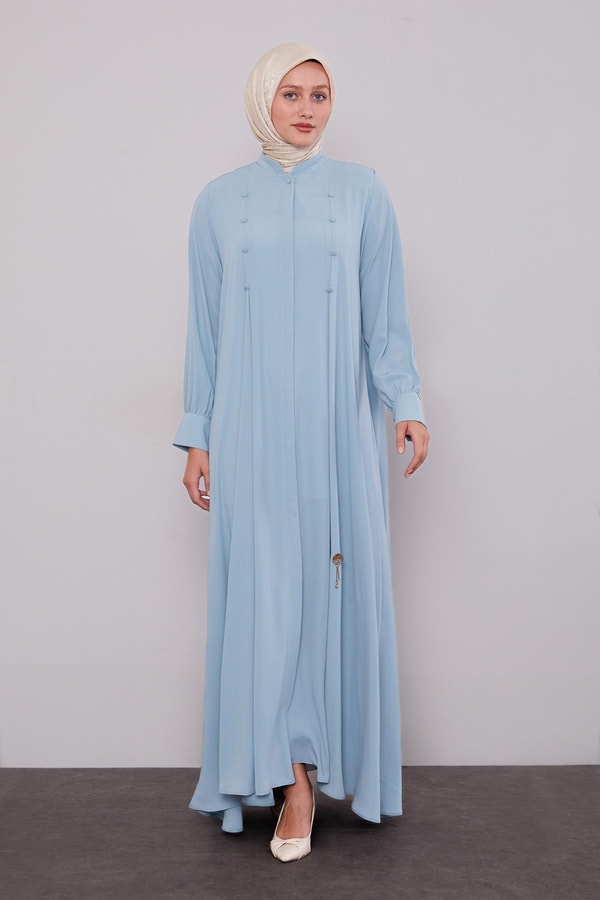 LevidorMavi Düğme Pileli Ferace