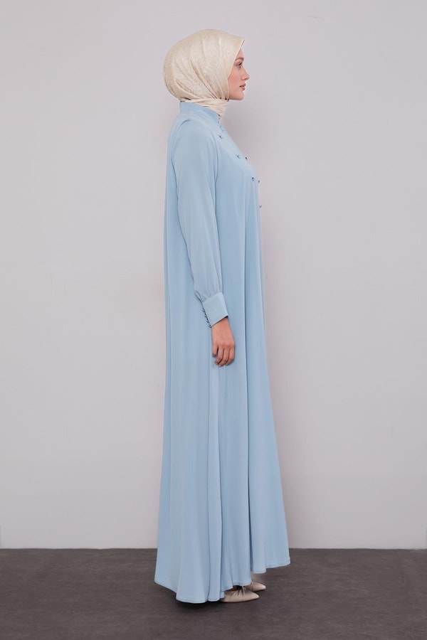 LevidorMavi Düğme Pileli Ferace