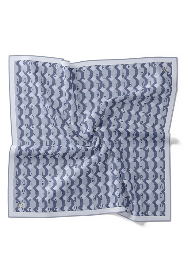 LevidorMavi Petek Baskılı Twill İpek Eşarp