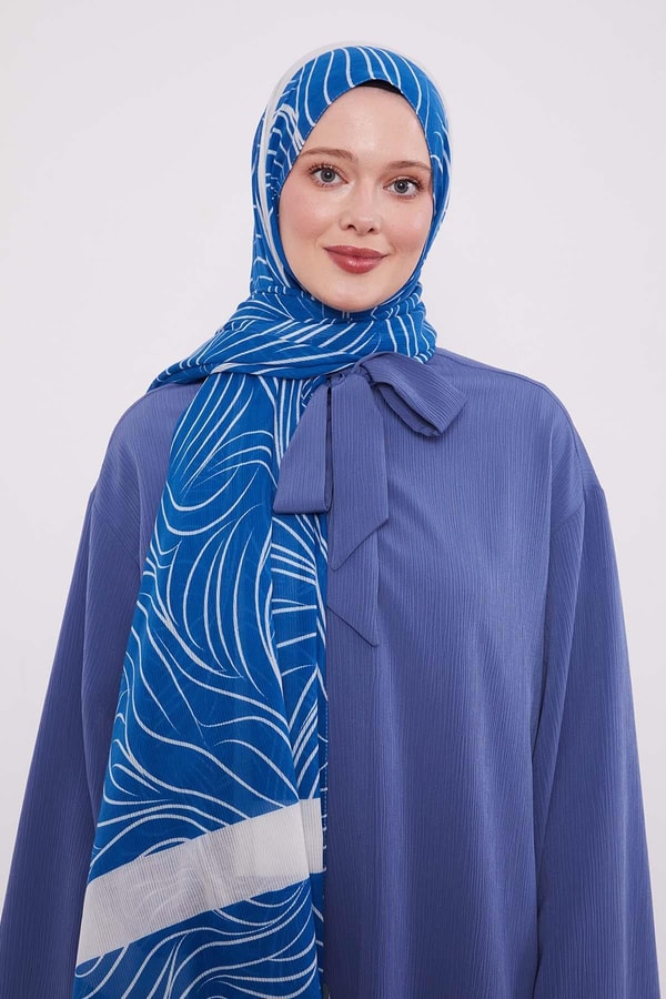 LevidorMavi Tropikal Pamuklu Şal