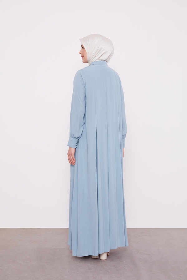 LevidorMint Yeşili Düğme Pileli Ferace