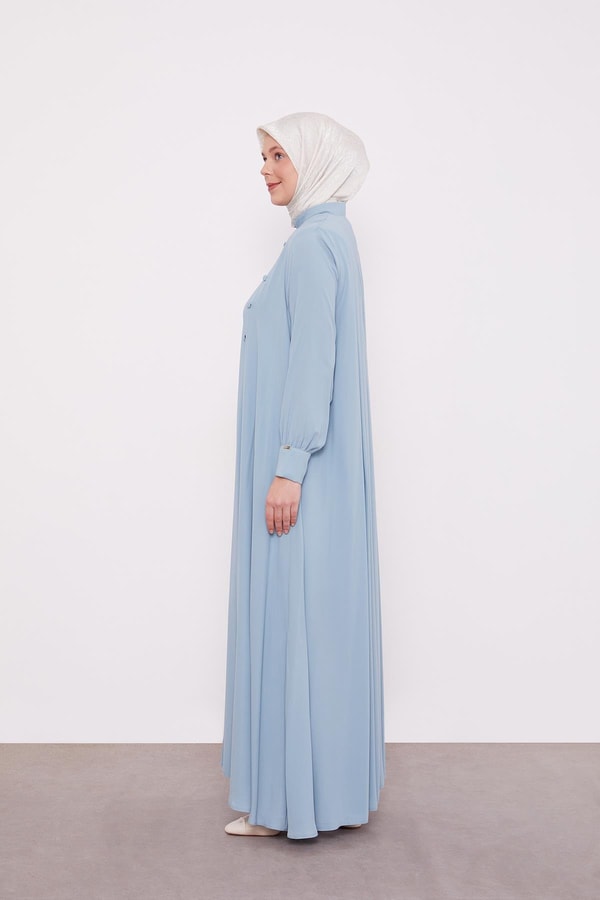 LevidorMint Yeşili Düğme Pileli Ferace