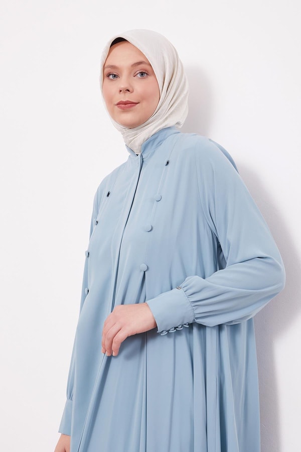 LevidorMint Yeşili Düğme Pileli Ferace