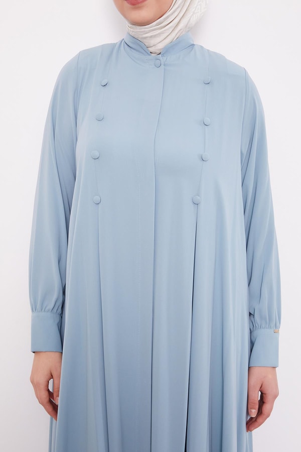 LevidorMint Yeşili Düğme Pileli Ferace