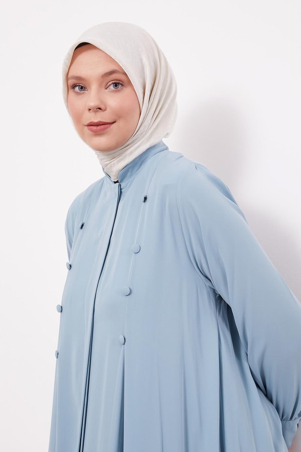 LevidorMint Yeşili Düğme Pileli Ferace