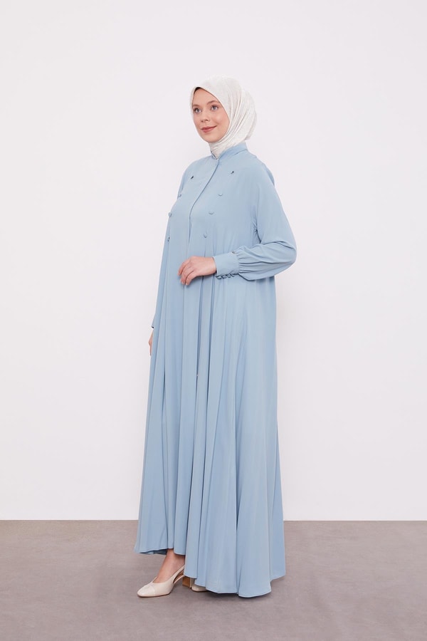 LevidorMint Yeşili Düğme Pileli Ferace