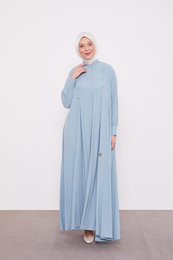 LevidorMint Yeşili Düğme Pileli Ferace