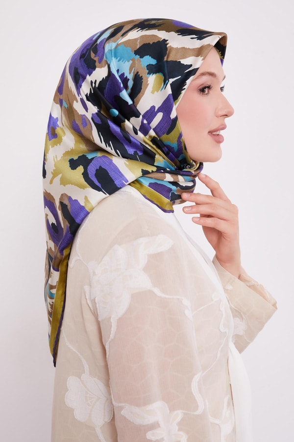 LevidorMor Kamuflaj Desen Twill İpek Eşarp