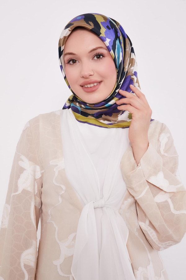 LevidorMor Kamuflaj Desen Twill İpek Eşarp