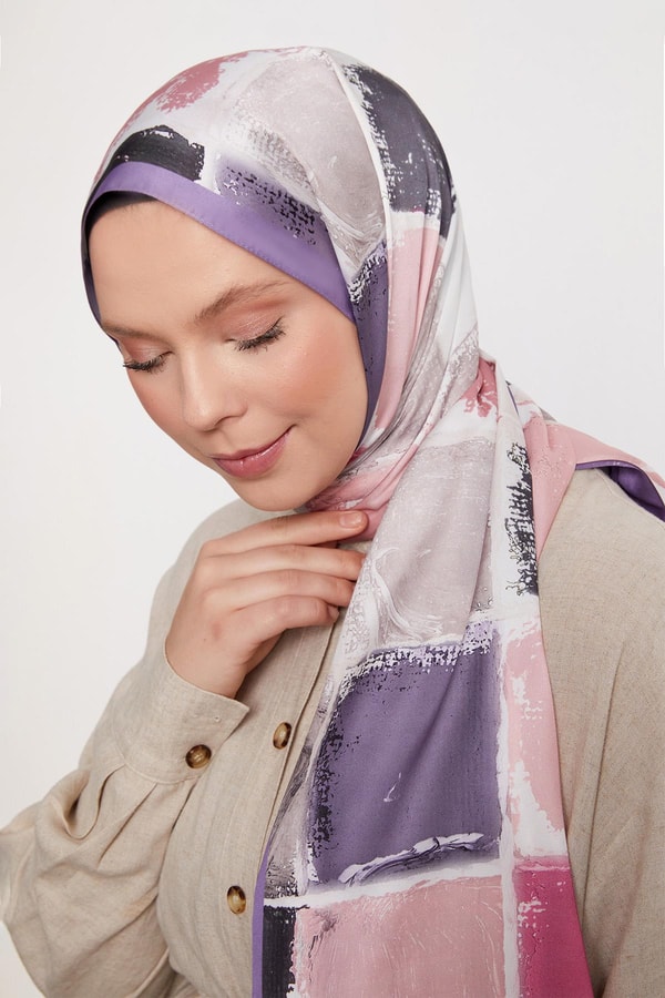 LevidorMor Kare Desen Twill Şal