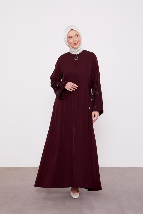 LevidorMürdüm Kolları İşlemeli Ferace