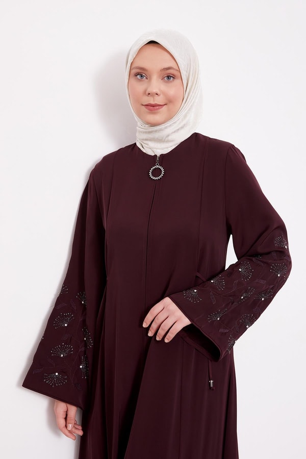 LevidorMürdüm Kolları İşlemeli Ferace