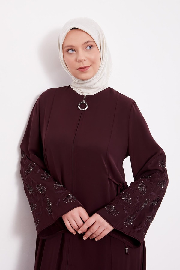 LevidorMürdüm Kolları İşlemeli Ferace