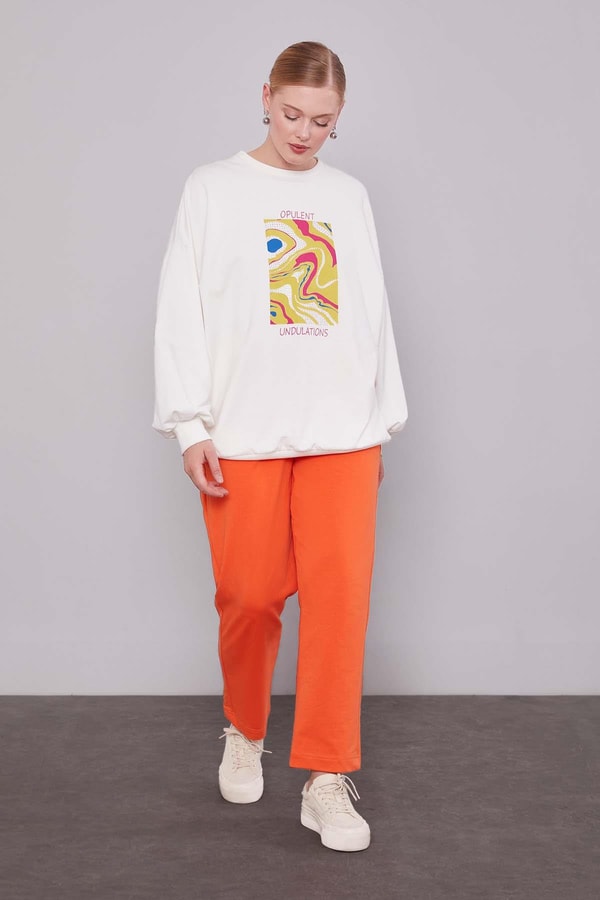 LevidorOranj Belli Lastikli Cepli Spor Pantolon