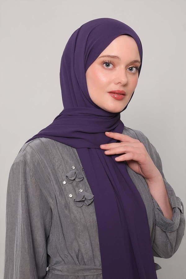 LevidorPatlıcan Moru Lux Şifon Şal