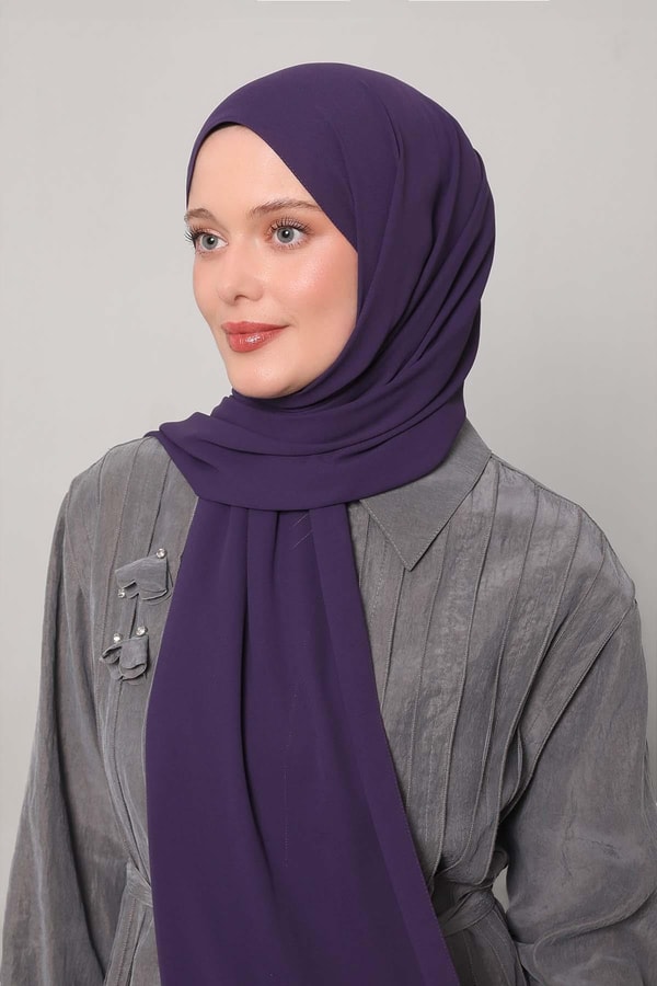 LevidorPatlıcan Moru Lux Şifon Şal