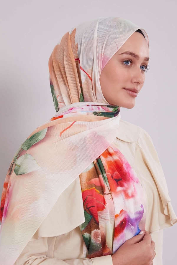 LevidorPembe Ebruli Desen Pamuk Şal