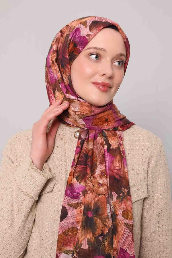 LevidorPembe Varak Desen Pamuk Şal