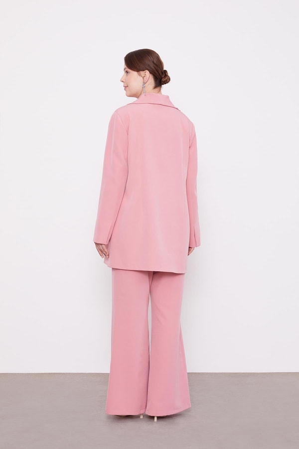 LevidorPudra Yaka Ve Cep Detaylı Pantolon Ceket Takım