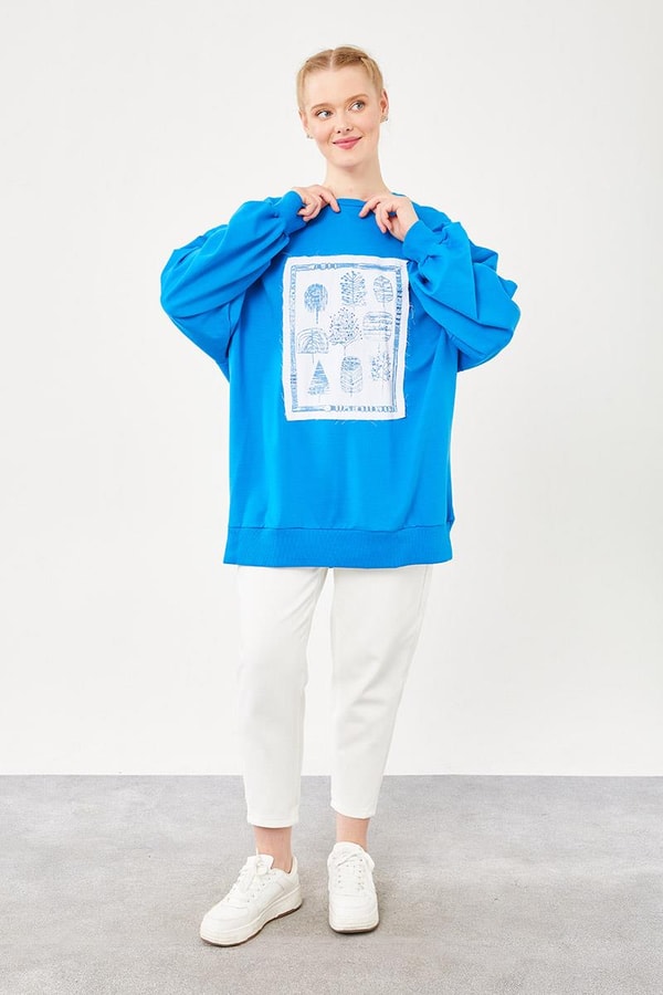 LevidorSaks Bisiklet Yaka Baskılı Sweat